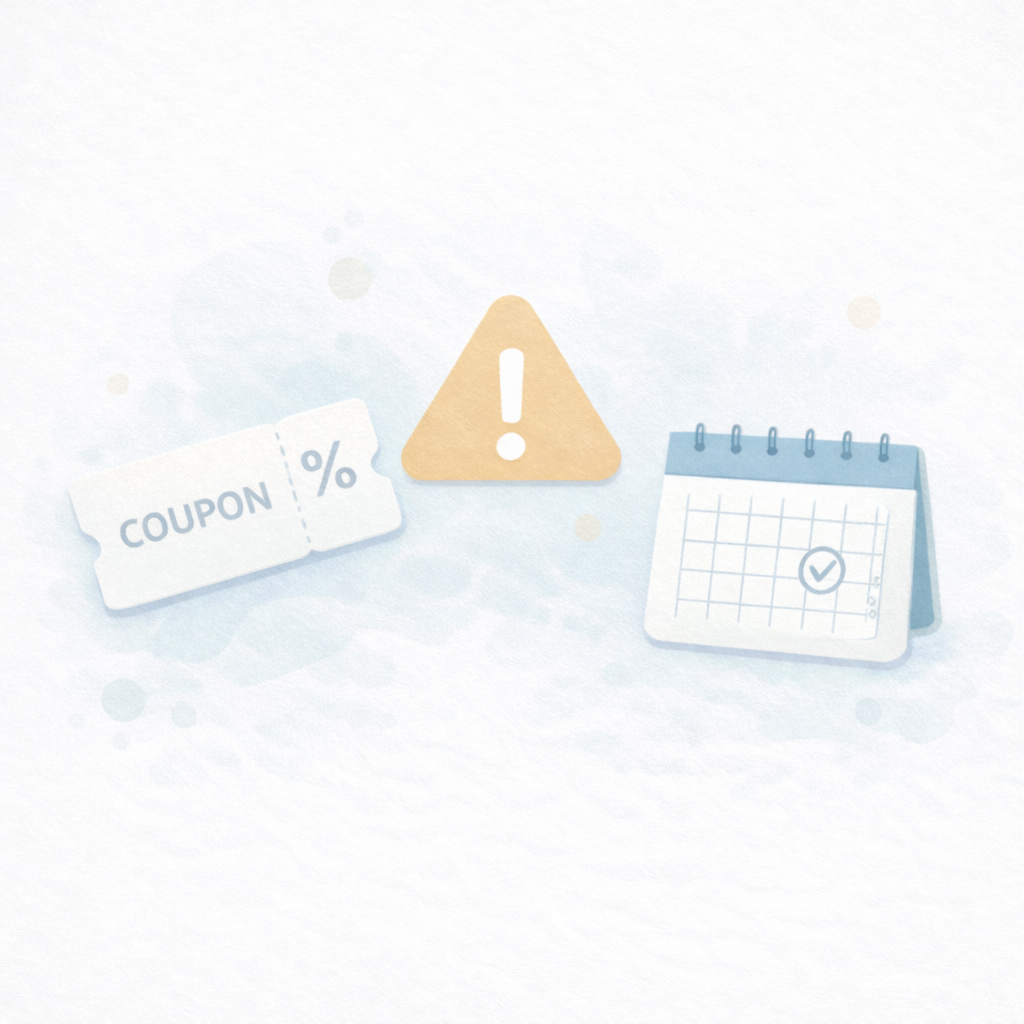 キャンペーン・クーポン利用時の注意（イメージ）